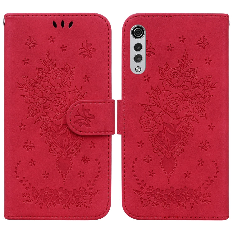 For LG Velvet / G9 5G / 4G Butterfly Rose Embossed Leather Phone Case