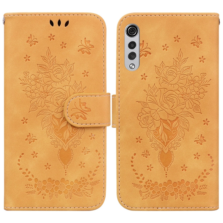 For LG Velvet / G9 5G / 4G Butterfly Rose Embossed Leather Phone Case