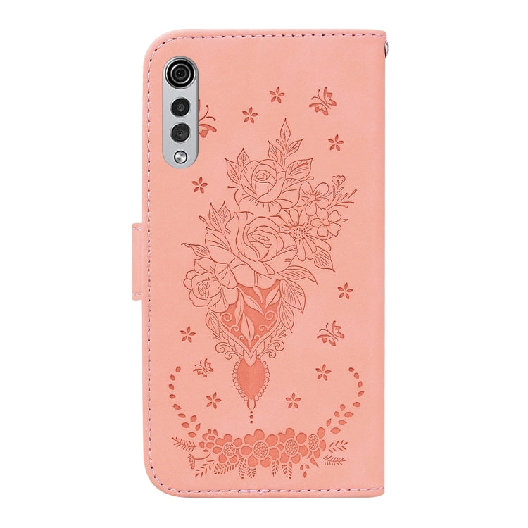 For LG Velvet / G9 5G / 4G Butterfly Rose Embossed Leather Phone Case