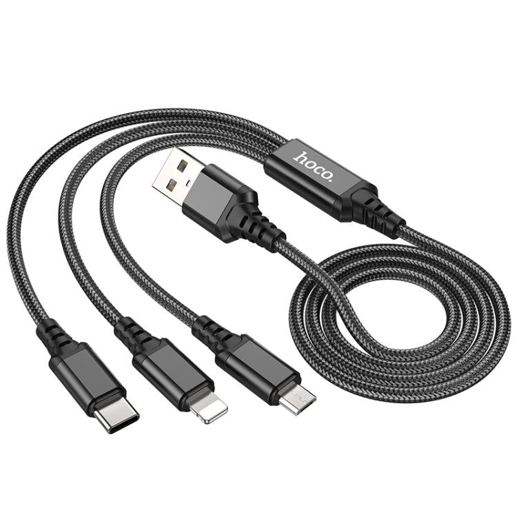 hoco X76 3 in 1 2A 8 Pin+USB-C / Type-C+Micro USB Super Charging Cable,Length: 1m