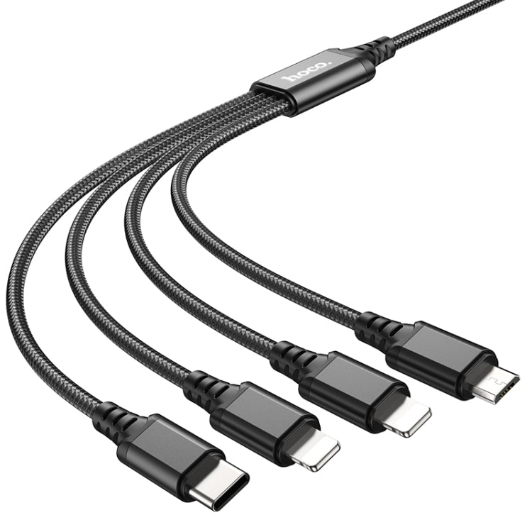 hoco X76 4 in 1 2A Dual 8 Pin + USB-C / Type-C + Micro USB Super Charging Cable,Length: 1m