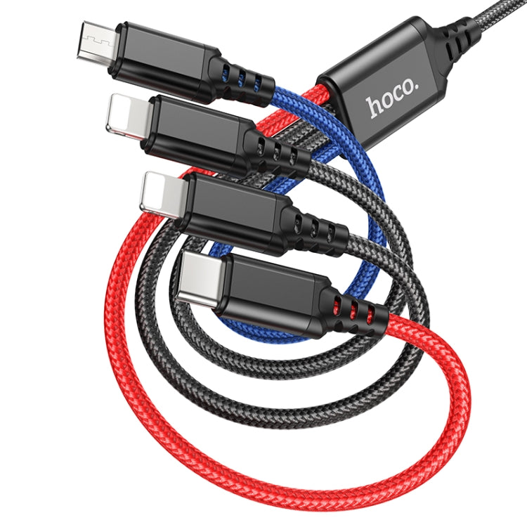 hoco X76 4 in 1 2A Dual 8 Pin + USB-C / Type-C + Micro USB Super Charging Cable,Length: 1m
