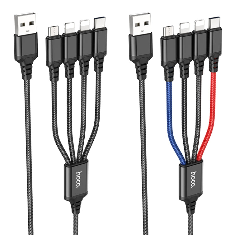 hoco X76 4 in 1 2A Dual 8 Pin + USB-C / Type-C + Micro USB Super Charging Cable,Length: 1m
