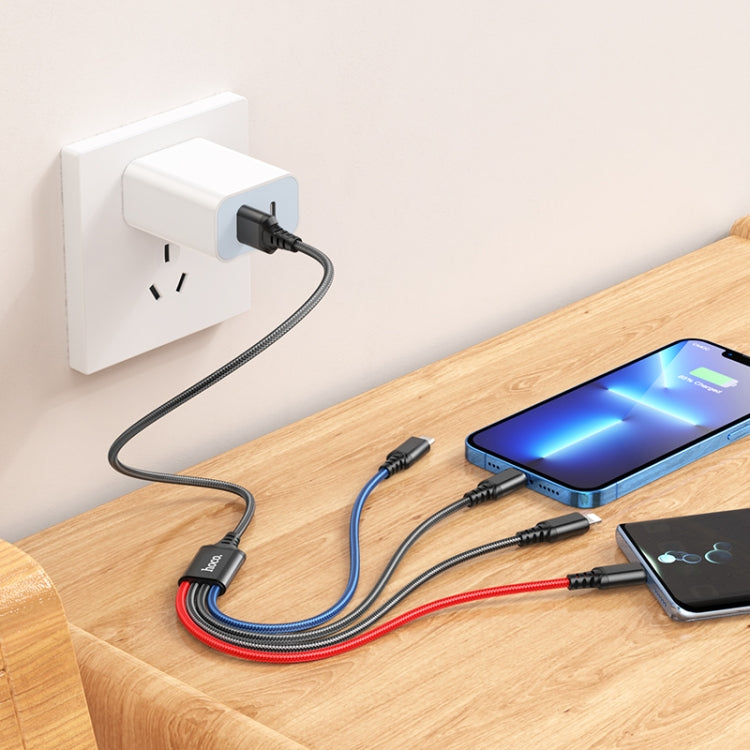 hoco X76 4 in 1 2A Dual 8 Pin + USB-C / Type-C + Micro USB Super Charging Cable,Length: 1m