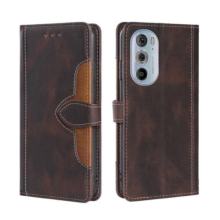 For Motorola Edge+ 2020/Edge 30 Pro Stitching Skin Feel Magnetic Buckle Horizontal Flip PU Leather Case