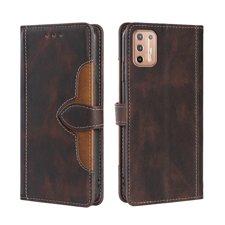 For Motorola Moto G9 Plus Stitching Skin Feel Magnetic Buckle Horizontal Flip PU Leather Case