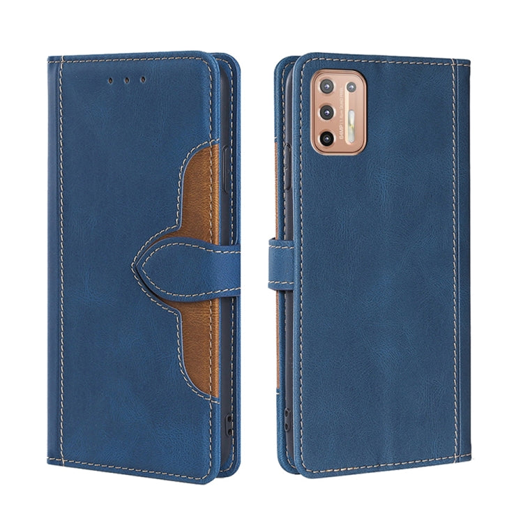 For Motorola Moto G9 Plus Stitching Skin Feel Magnetic Buckle Horizontal Flip PU Leather Case