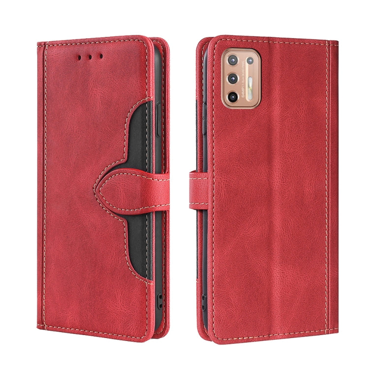 For Motorola Moto G9 Plus Stitching Skin Feel Magnetic Buckle Horizontal Flip PU Leather Case