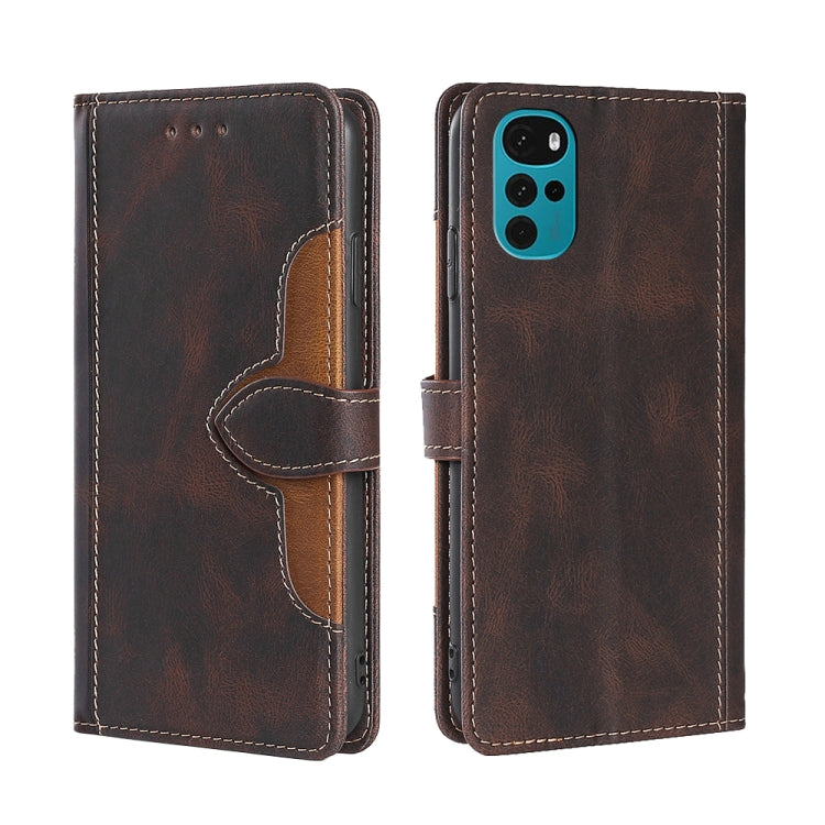 For Motorola Moto G22 Stitching Skin Feel Magnetic Buckle Horizontal Flip PU Leather Case