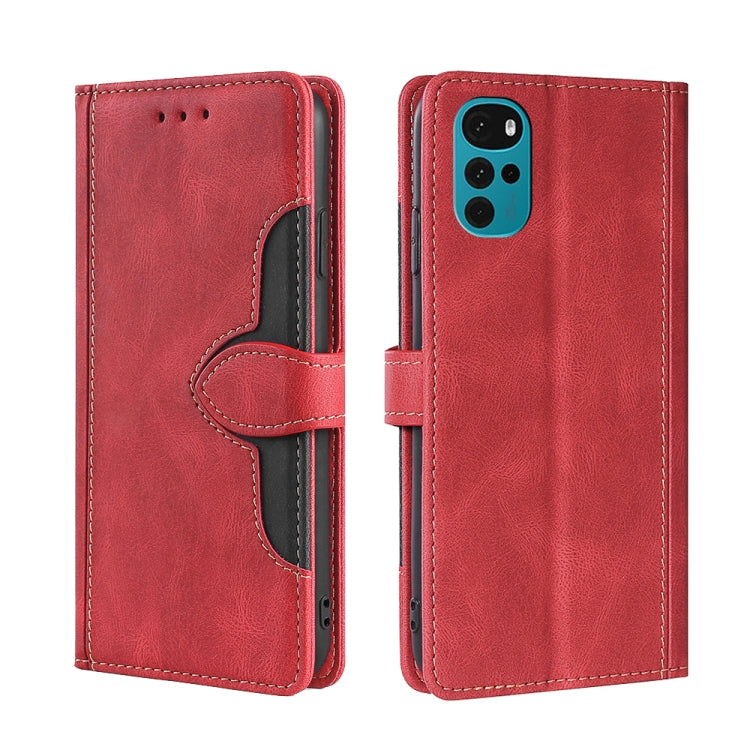 For Motorola Moto G22 Stitching Skin Feel Magnetic Buckle Horizontal Flip PU Leather Case