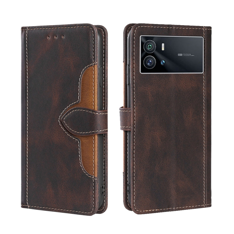 For vivo iQOO 9 Stitching Skin Feel Magnetic Buckle Horizontal Flip PU Leather Case