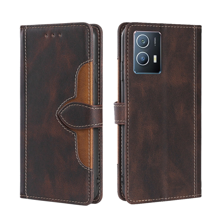 For vivo iQOO U5 5G Stitching Skin Feel Magnetic Buckle Horizontal Flip PU Leather Case