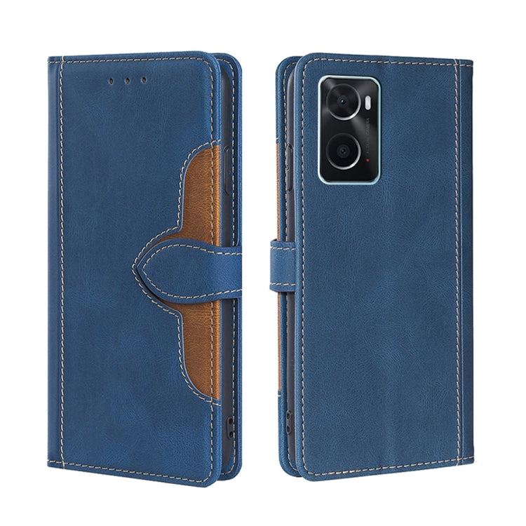 For OPPO A36/A76 Global Stitching Skin Feel Magnetic Buckle Horizontal Flip PU Leather Case