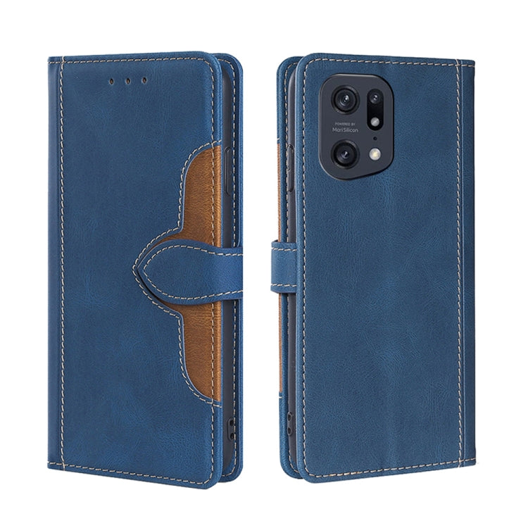 For OPPO Find X5 Pro Stitching Skin Feel Magnetic Buckle Horizontal Flip PU Leather Case
