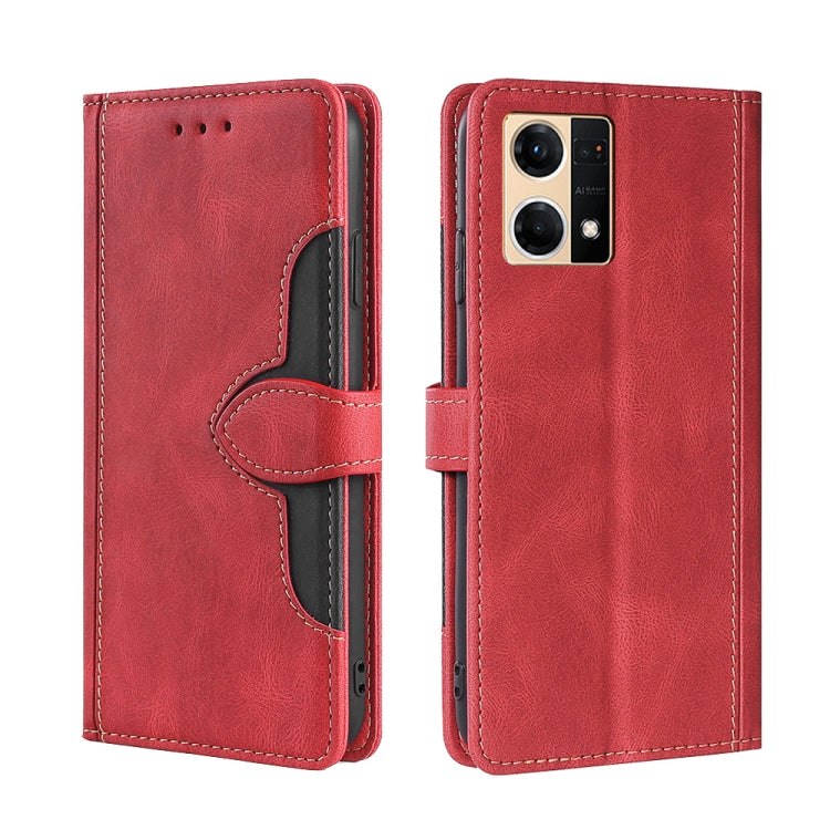 For OPPO Reno7 4G/F21 Pro Stitching Skin Feel Magnetic Buckle Horizontal Flip PU Leather Case