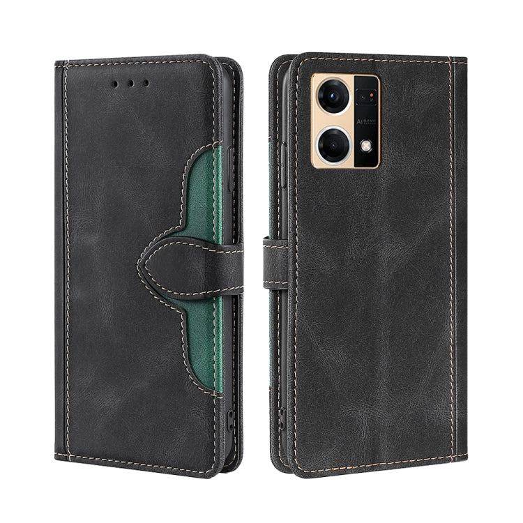 For OPPO Reno7 4G/F21 Pro Stitching Skin Feel Magnetic Buckle Horizontal Flip PU Leather Case