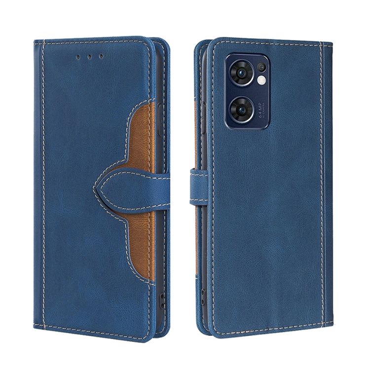 For OPPO Reno7 5G Global Stitching Skin Feel Magnetic Buckle Horizontal Flip PU Leather Case