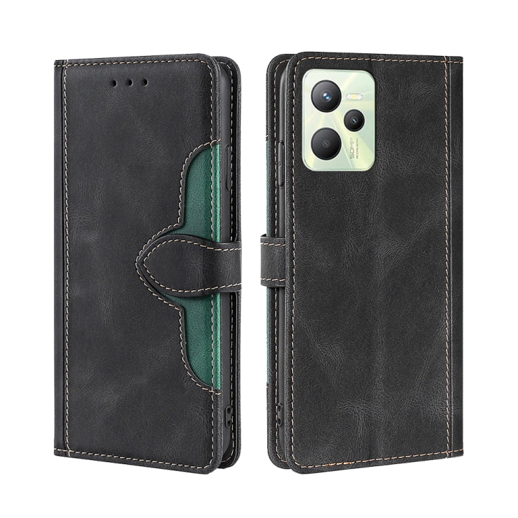 For OPPO Realme C35 Stitching Skin Feel Magnetic Buckle Horizontal Flip PU Leather Case