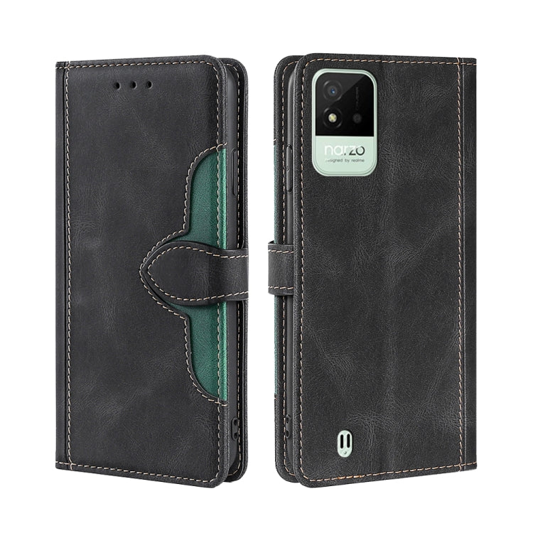 For OPPO Realme Narzo 50i Stitching Skin Feel Magnetic Buckle Horizontal Flip PU Leather Case