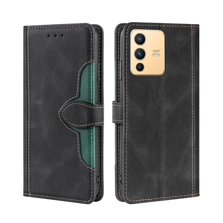 For vivo S12 5G/V23 Stitching Skin Feel Magnetic Buckle Horizontal Flip PU Leather Case