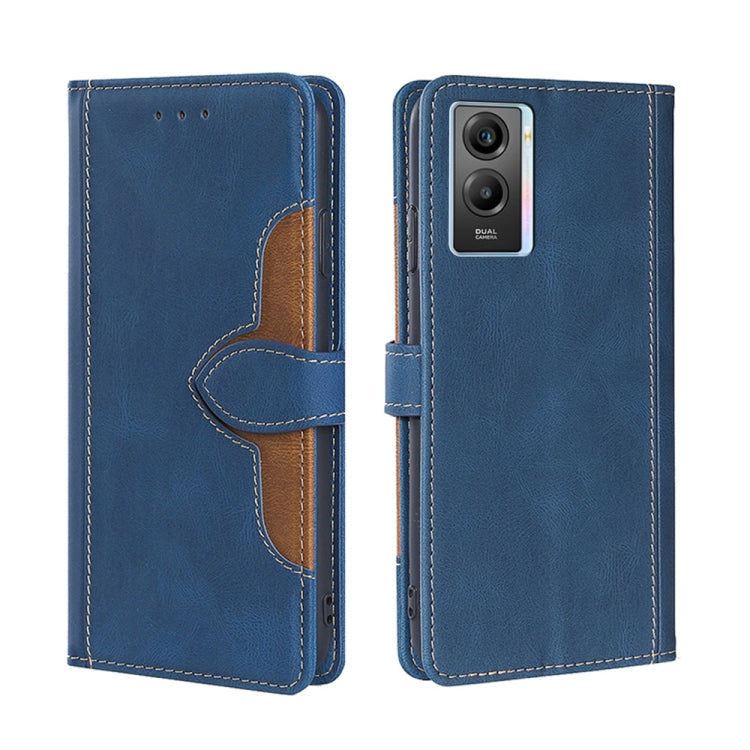 For vivo  Y55S 5G Stitching Skin Feel Magnetic Buckle Horizontal Flip PU Leather Case