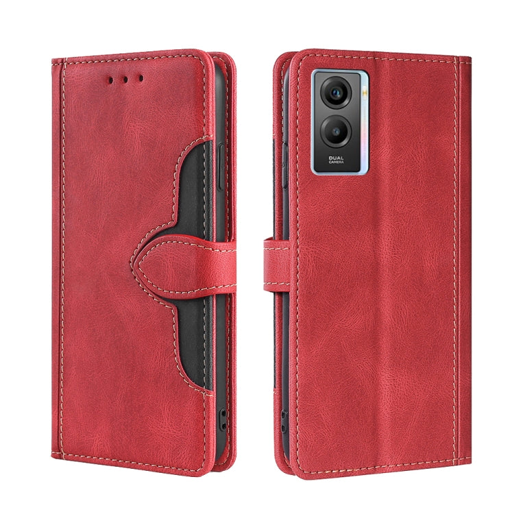 For vivo  Y55S 5G Stitching Skin Feel Magnetic Buckle Horizontal Flip PU Leather Case