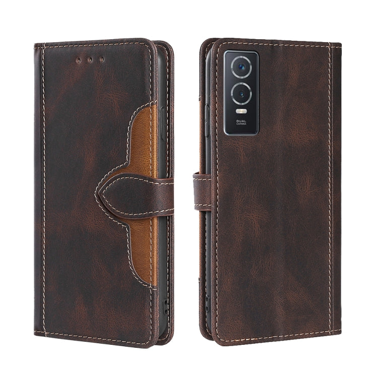 For vivo Y76S/Y74S Stitching Skin Feel Magnetic Buckle Horizontal Flip PU Leather Case