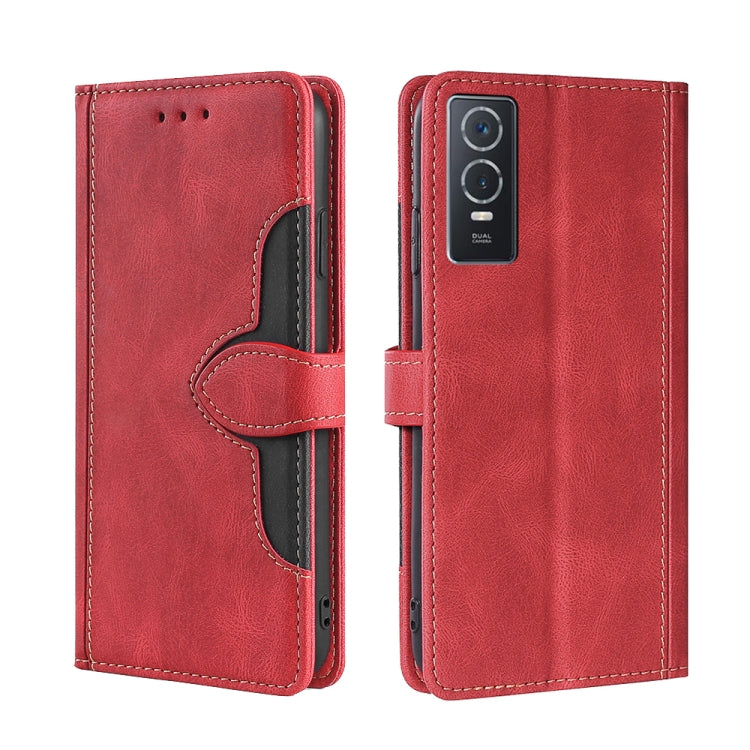 For vivo Y76S/Y74S Stitching Skin Feel Magnetic Buckle Horizontal Flip PU Leather Case
