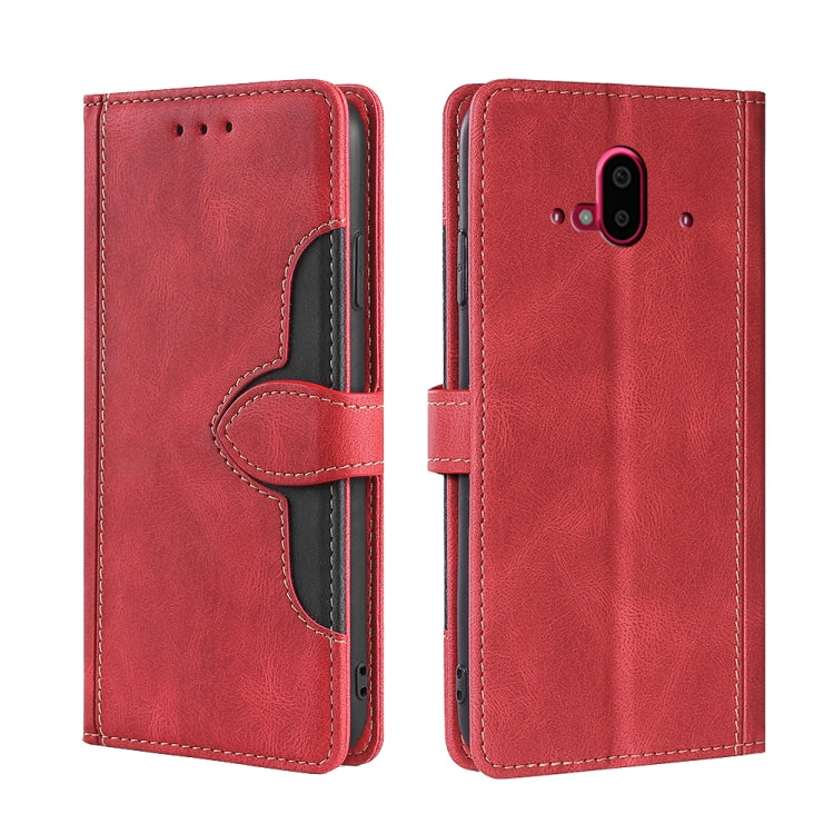 For Fujitsu Arrows F-52B Stitching Skin Feel Magnetic Buckle Horizontal Flip PU Leather Case