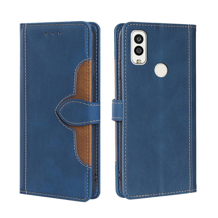 For Kyocera Android One S9/KC S304/Digno Sanga Edition Stitching Skin Feel Magnetic Buckle Horizontal Flip PU Leather Case