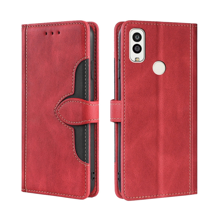 For Kyocera Android One S9/KC S304/Digno Sanga Edition Stitching Skin Feel Magnetic Buckle Horizontal Flip PU Leather Case