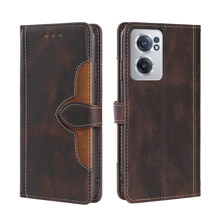 For OnePlus Nord CE 2 5G Stitching Skin Feel Magnetic Buckle Horizontal Flip PU Leather Case
