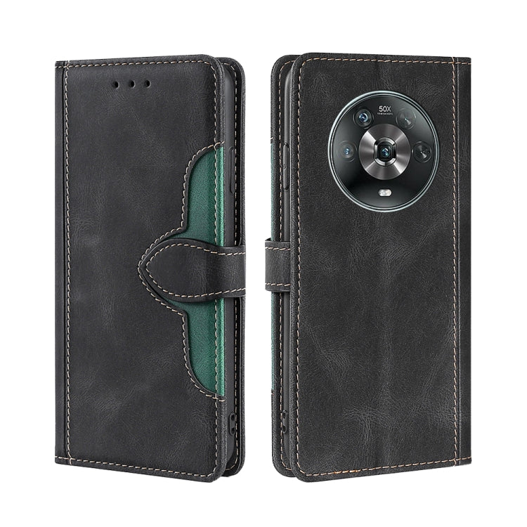 For Honor Magic4 Stitching Skin Feel Magnetic Buckle Horizontal Flip PU Leather Case