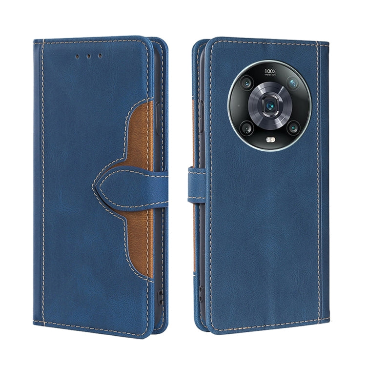 For Honor Magic4 Pro Stitching Skin Feel Magnetic Buckle Horizontal Flip PU Leather Case