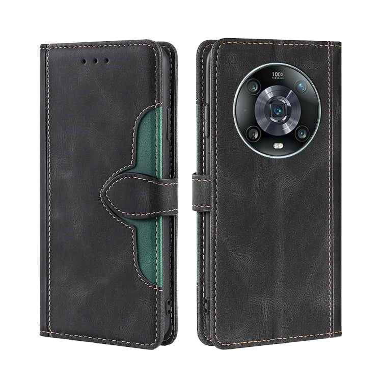 For Honor Magic4 Pro Stitching Skin Feel Magnetic Buckle Horizontal Flip PU Leather Case