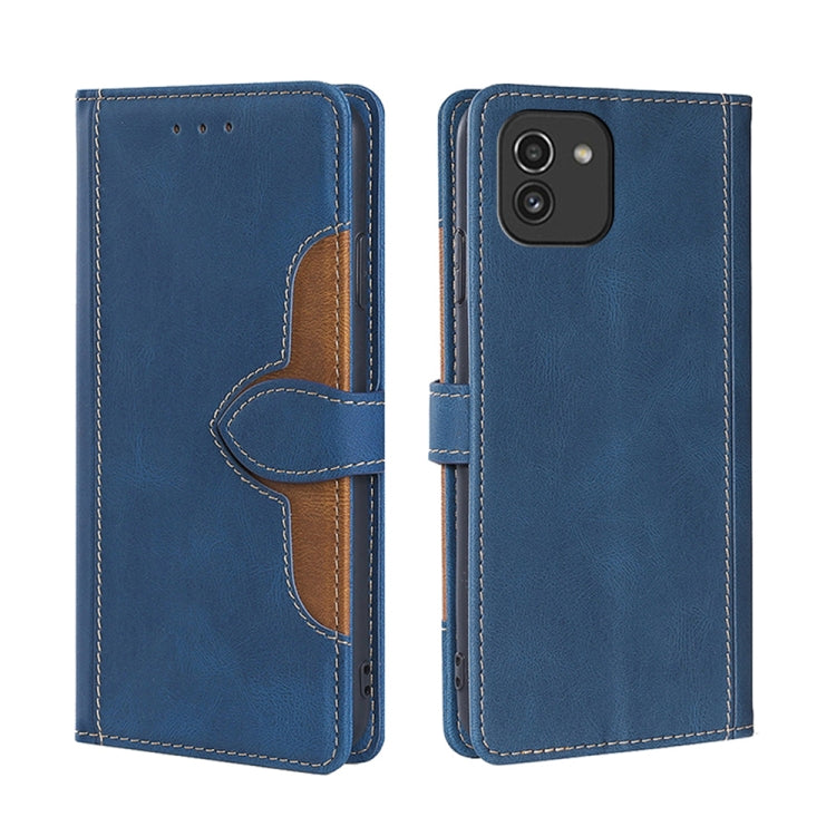 For Samsung Galaxy A03 EU Edition 166mm Stitching Skin Feel Magnetic Buckle Horizontal Flip PU Leather Case