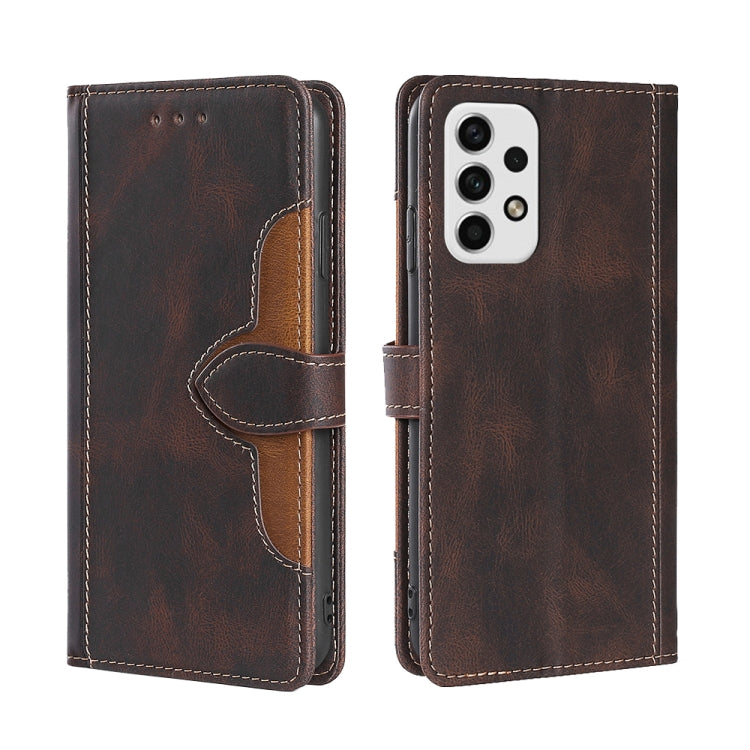 For Samsung Galaxy A23 5G Stitching Skin Feel Magnetic Buckle Horizontal Flip PU Leather Case