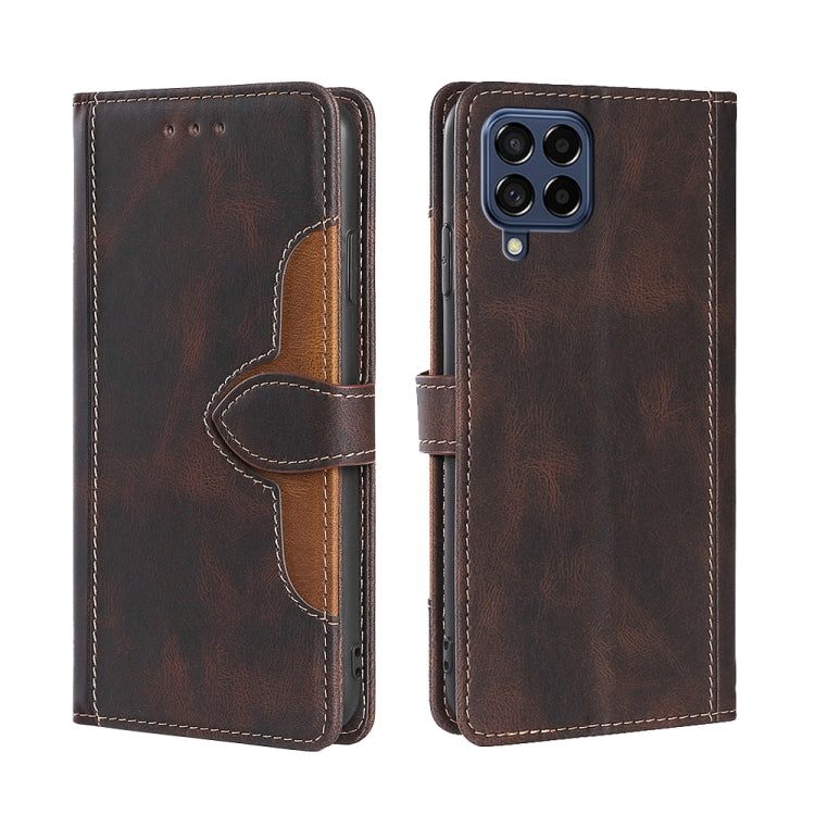 For Samsung Galaxy M53 5G Stitching Skin Feel Magnetic Buckle Horizontal Flip PU Leather Case