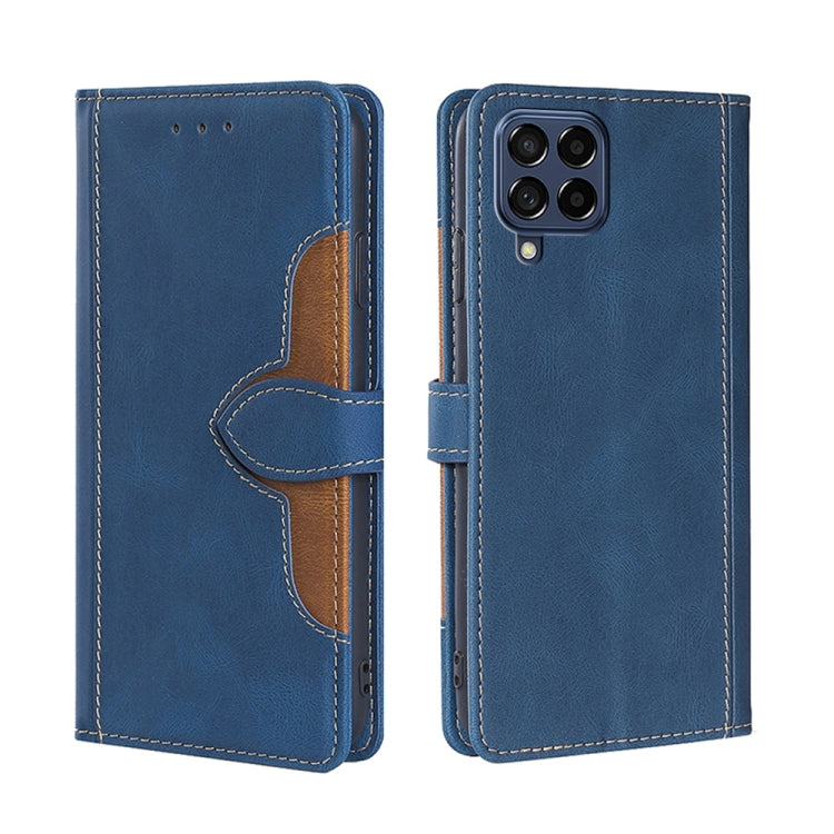 For Samsung Galaxy M53 5G Stitching Skin Feel Magnetic Buckle Horizontal Flip PU Leather Case