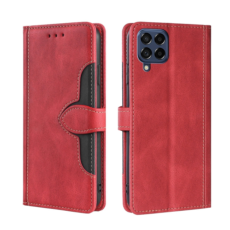 For Samsung Galaxy M53 5G Stitching Skin Feel Magnetic Buckle Horizontal Flip PU Leather Case