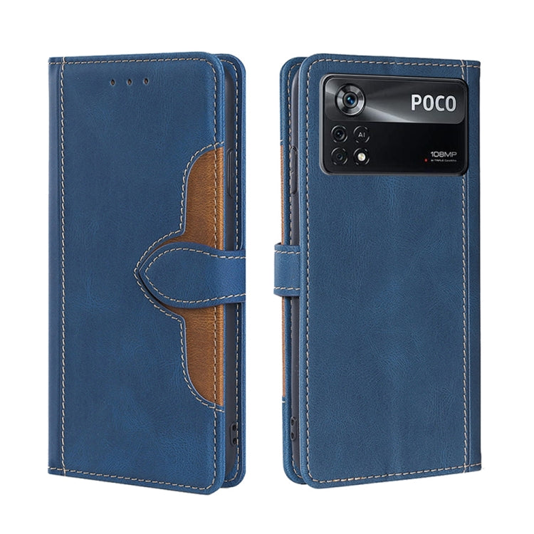 For Xiaomi Poco X4 Pro 5G Stitching Skin Feel Magnetic Buckle Horizontal Flip PU Leather Case
