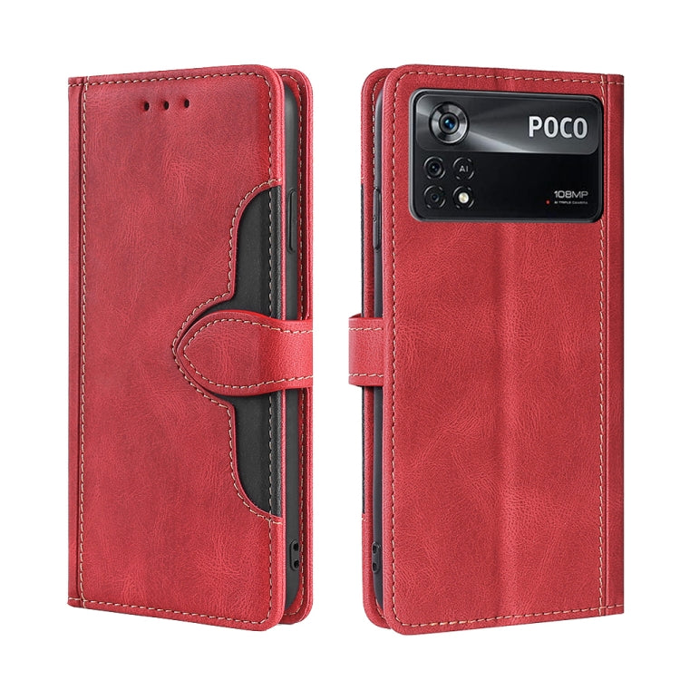For Xiaomi Poco X4 Pro 5G Stitching Skin Feel Magnetic Buckle Horizontal Flip PU Leather Case