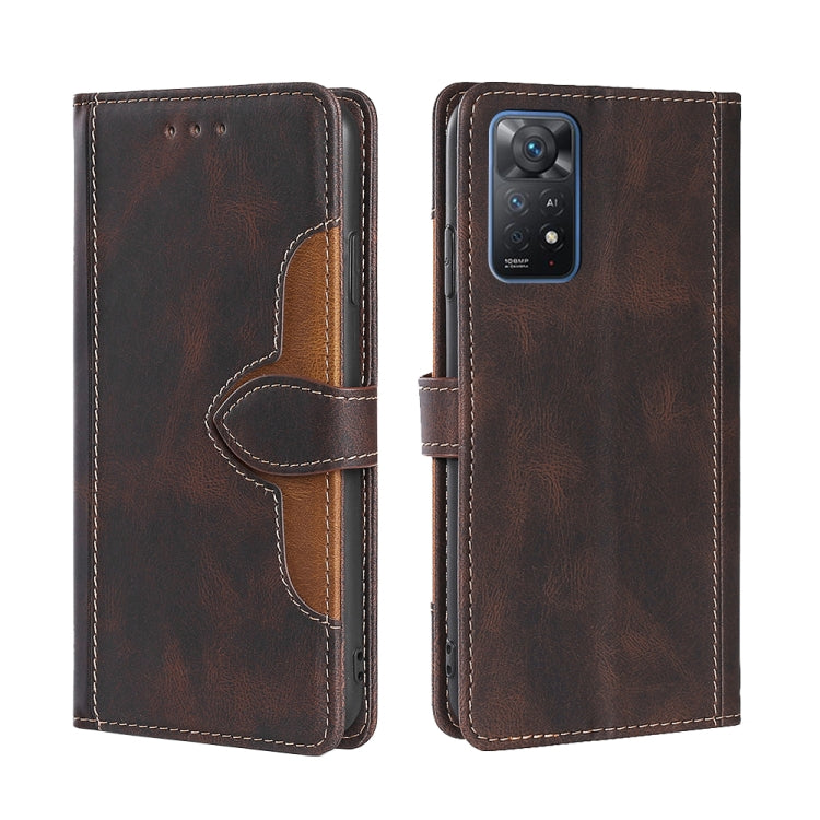 For Xiaomi Redmi Note 11 Pro 4G Global/Redmi Note11 Pro 5G Global Stitching Skin Feel Magnetic Buckle Horizontal Flip PU Leather Case