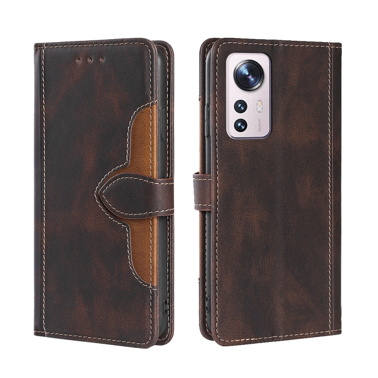 For Xiaomi 12 Pro Stitching Skin Feel Magnetic Buckle Horizontal Flip PU Leather Case