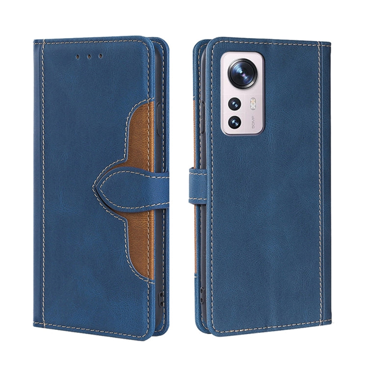 For Xiaomi 12 Pro Stitching Skin Feel Magnetic Buckle Horizontal Flip PU Leather Case
