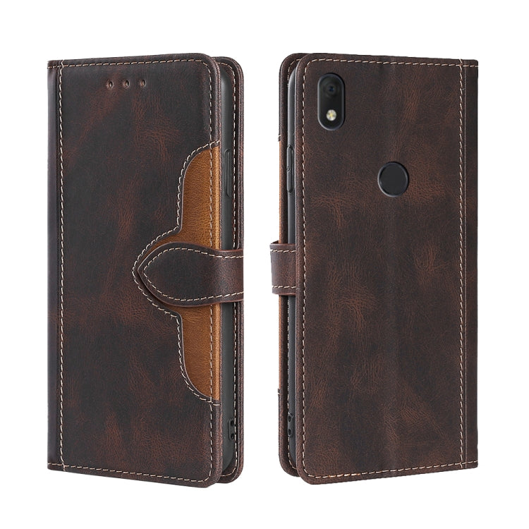 For Alcatel Axel/Lumos Stitching Skin Feel Magnetic Buckle Horizontal Flip PU Leather Case