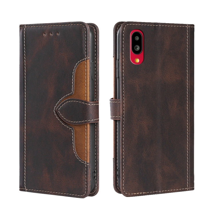 For Sharp Simple Sumaho 6/ A201SH Stitching Skin Feel Magnetic Buckle Horizontal Flip PU Leather Case