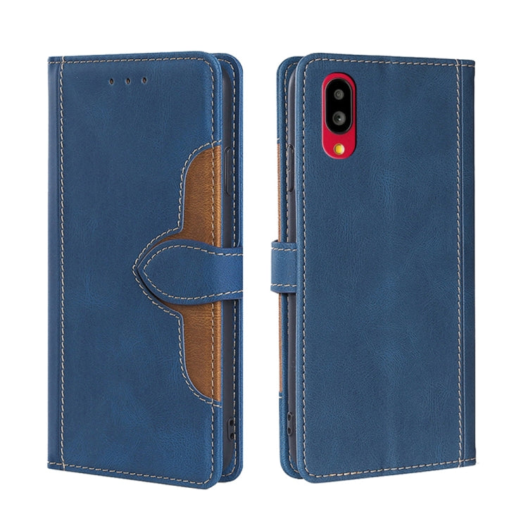 For Sharp Simple Sumaho 6/ A201SH Stitching Skin Feel Magnetic Buckle Horizontal Flip PU Leather Case