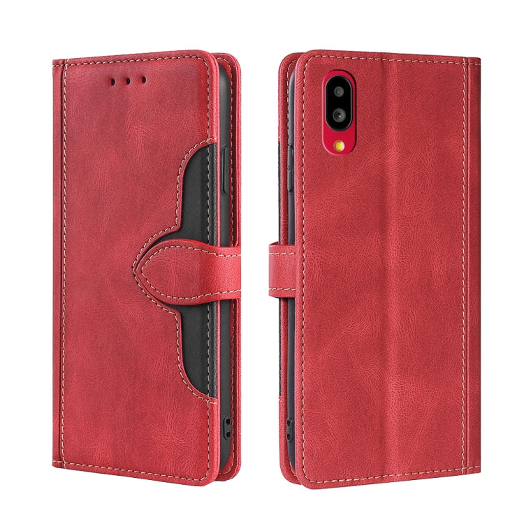 For Sharp Simple Sumaho 6/ A201SH Stitching Skin Feel Magnetic Buckle Horizontal Flip PU Leather Case