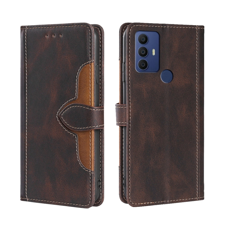 For Sharp Aqous V6/V6 Plus Stitching Skin Feel Magnetic Buckle Horizontal Flip PU Leather Case